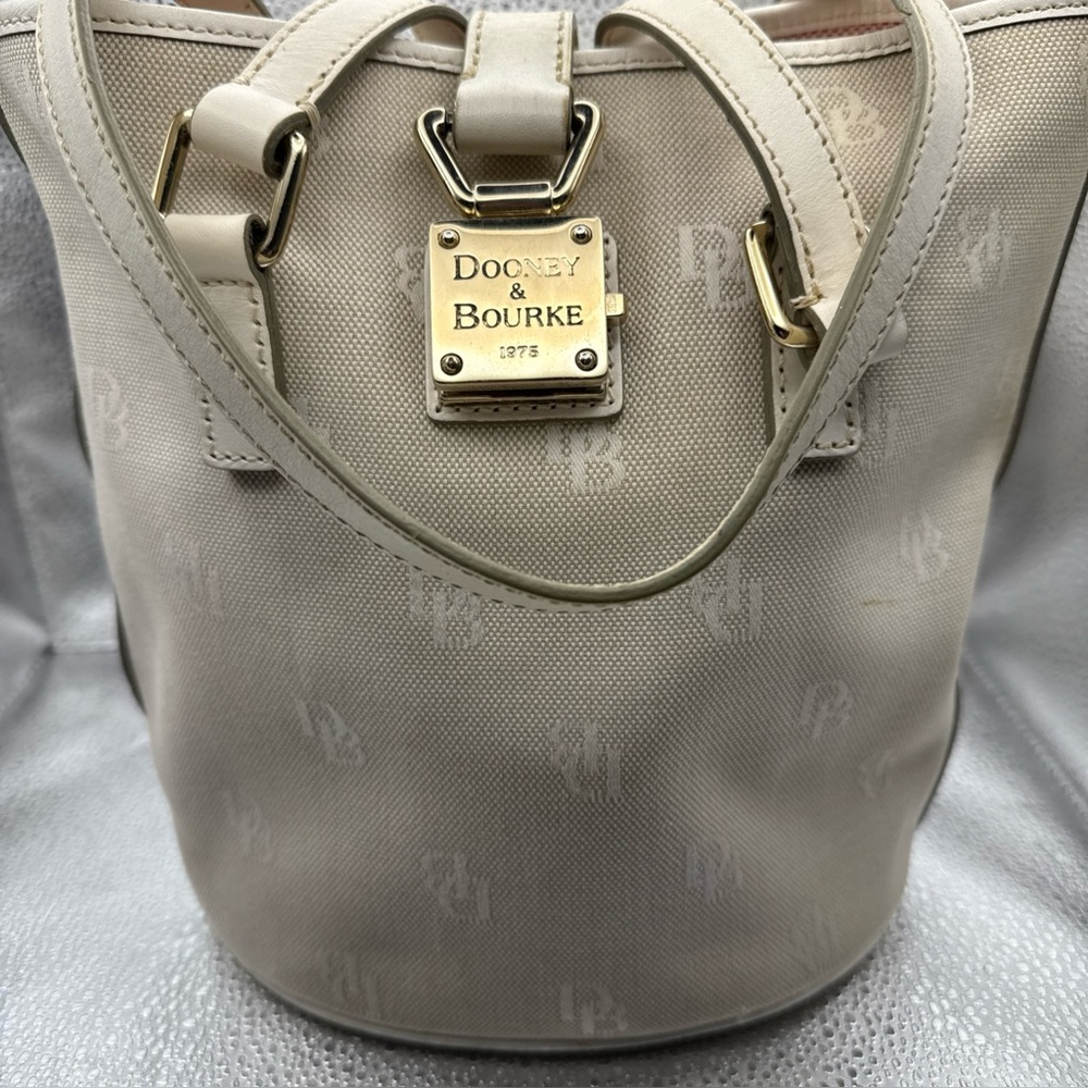 Dooney & Bourke Bucket Bag Red /white Interior Gold Lock Logo